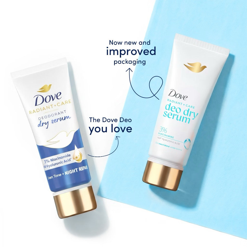 New & Improved Packaging of Dove Deodorant Dry Serum