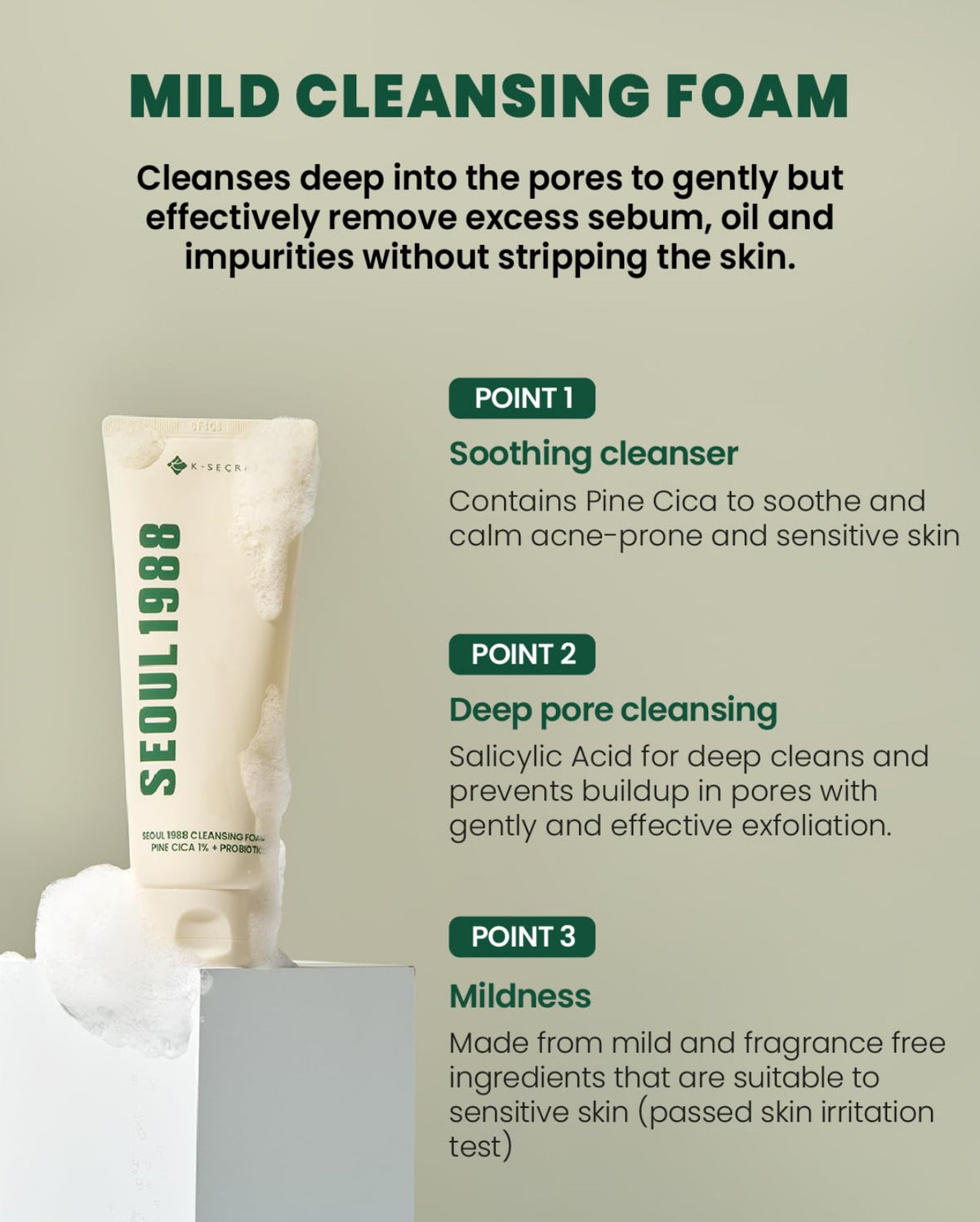 K-SECRET Seoul 1988 Cleansing Foam Fine Cica 1% + Probiotics (150ml)