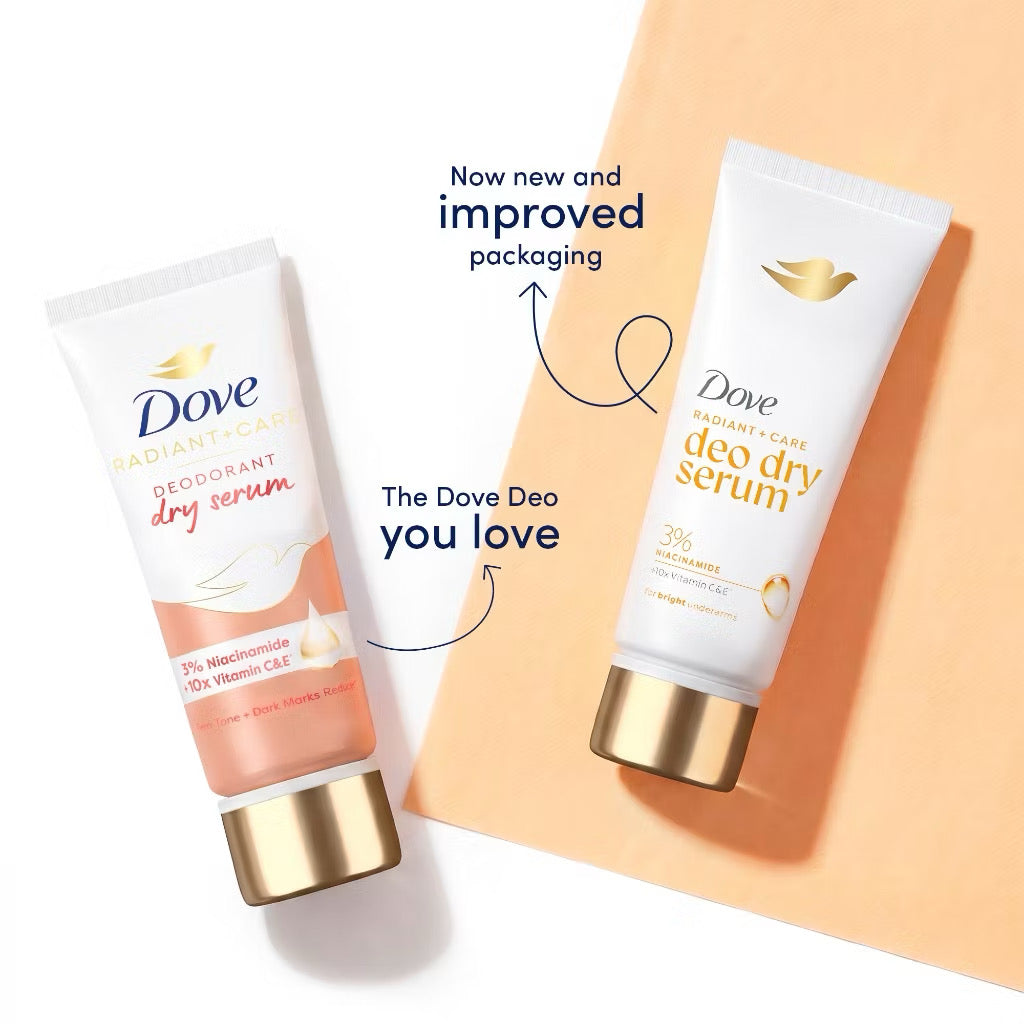 New & Improved Packaging of Dove Deodorant Dry Serum