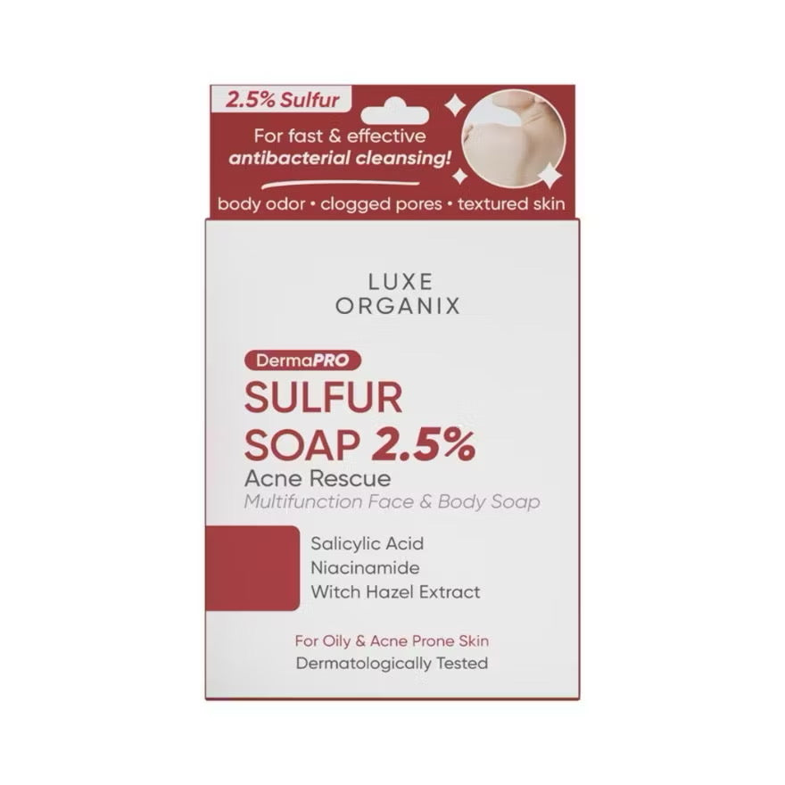 Luxe Organix Dermapro Sulfur Soap 2.5% Acne Rescue (80gm)