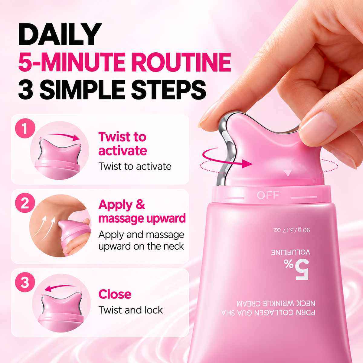 Medicube PDRN Collagen Gua Sha Neck Wrinkle Cream 5% Volufiline