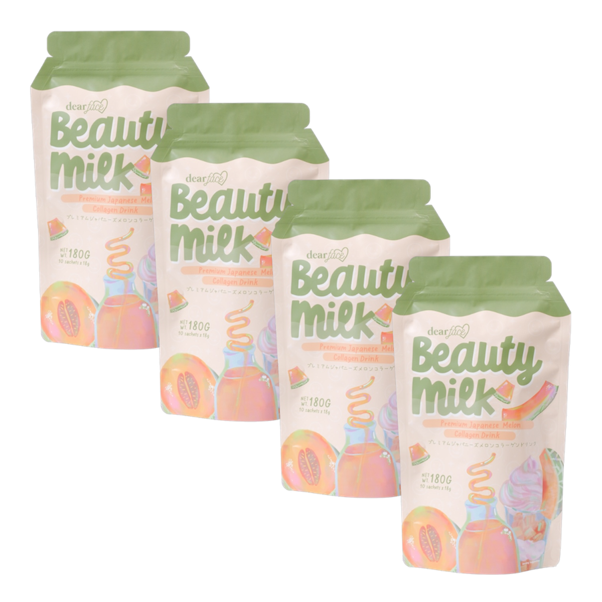 Dear Face Beauty Milk Melon Collagen Drink (Bundle of 4)