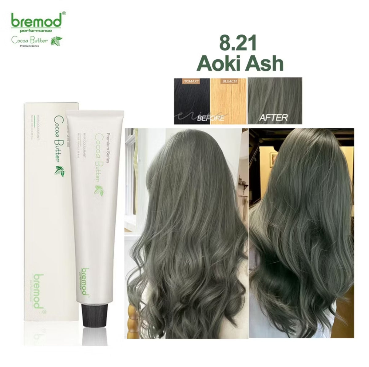 Bremod Aoki Ash Hair Color 8.21 + 12% Oxidiser  (Set)