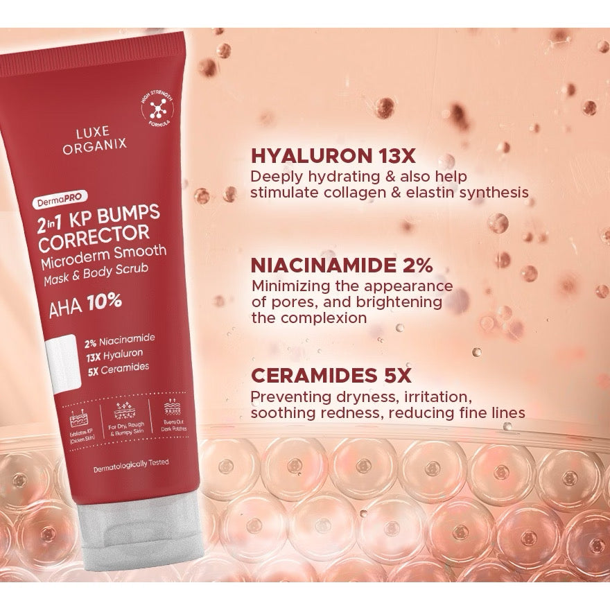 Luxe Organix DermaPRO 2in1 KP Bumps Corrector Mask & Body Scrub Exfoliant (200ml)