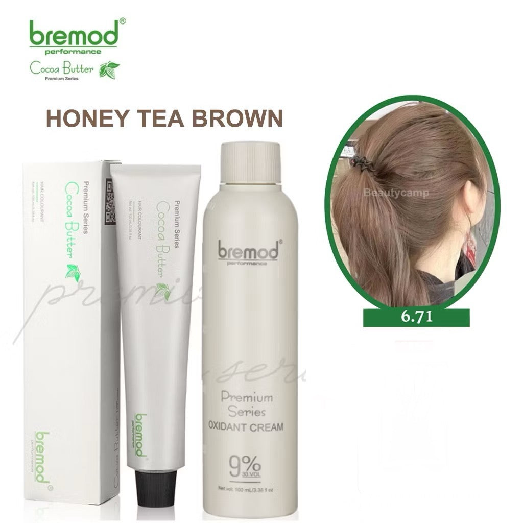 Bremod Honey Tea Brown Hair Color 6.71 + 12% Oxidiser (Set)