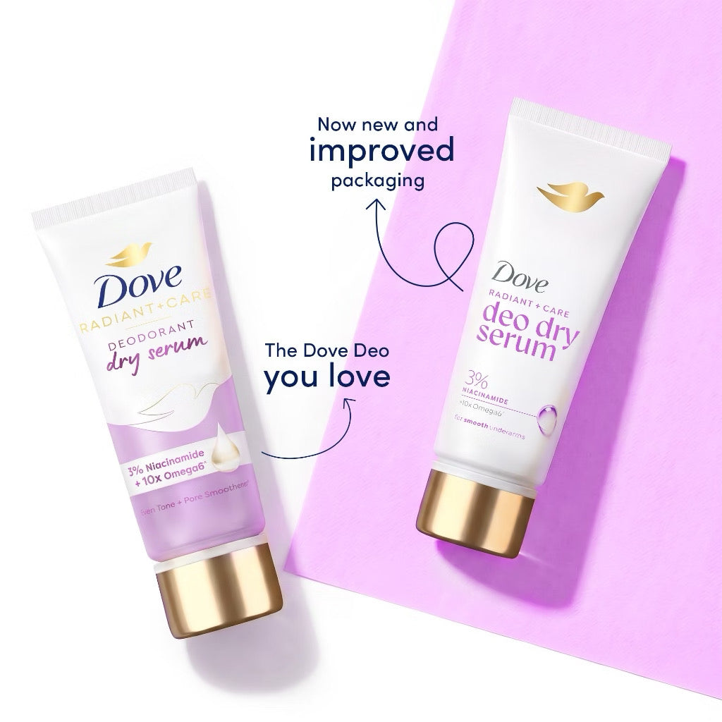 New & Improved Packaging of Dove Deodorant Dry Serum