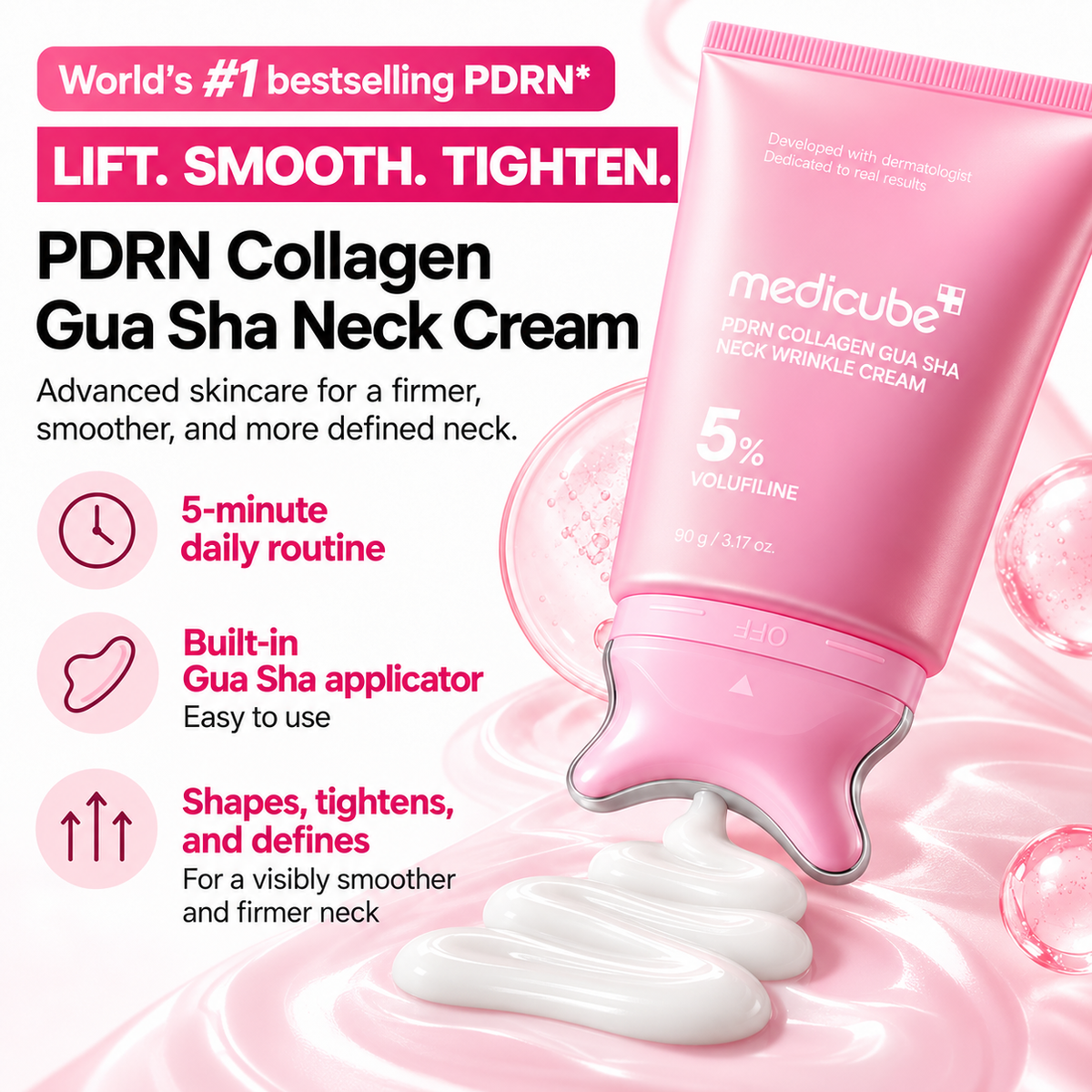 Medicube PDRN Collagen Gua Sha Neck Wrinkle Cream 5% Volufiline