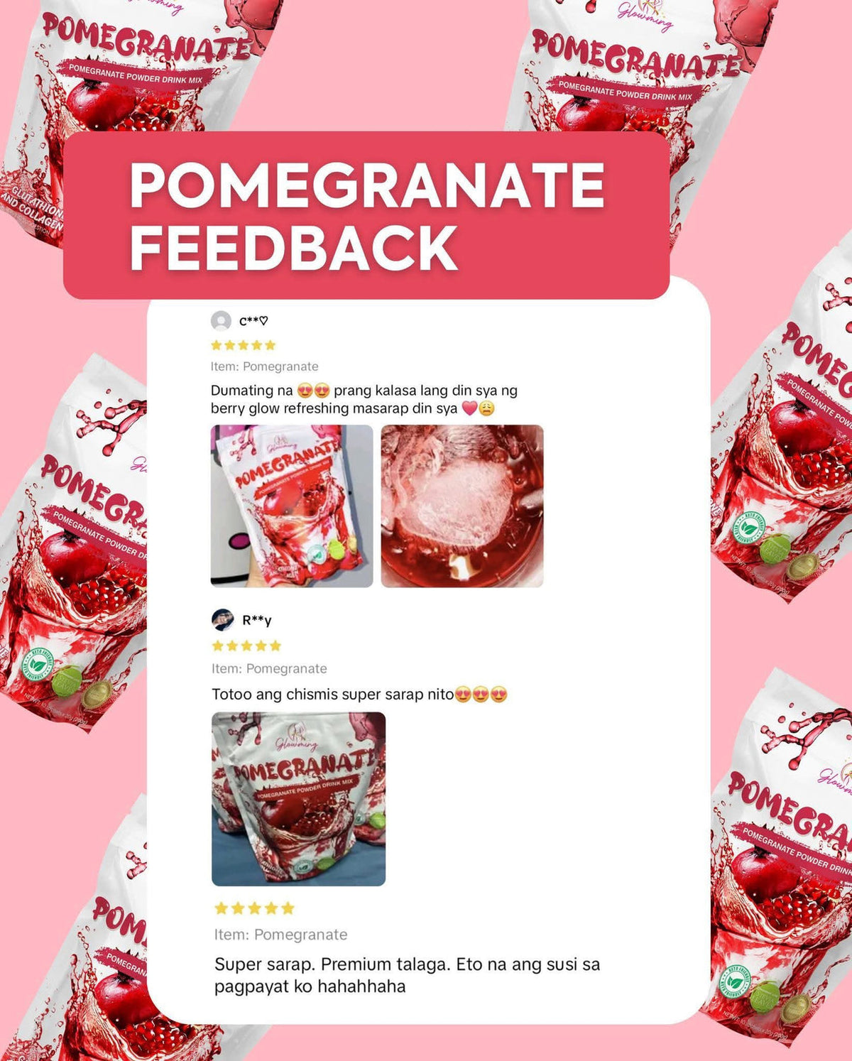 Glowming Shape Pomegranate Powder Drink Mix (Bundle of 4)