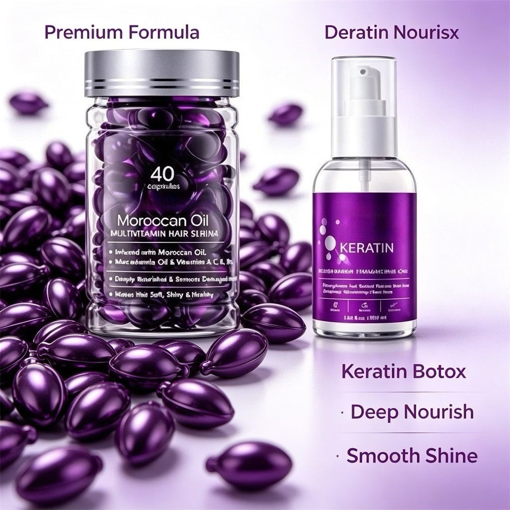 Kormesic Botox Keratin Hair Capsules  + Moroccan Oil Hair Serum Set