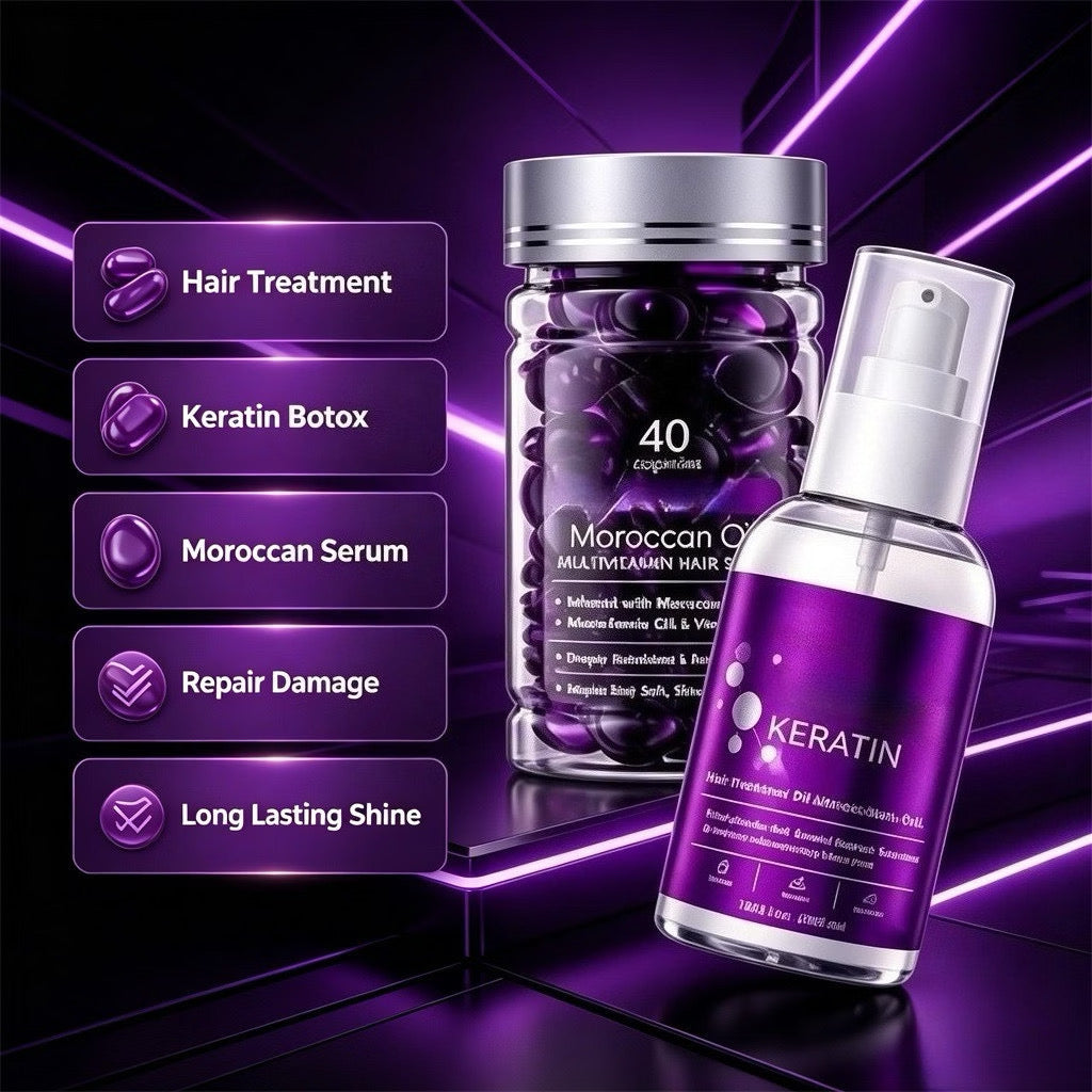 Kormesic Botox Keratin Hair Capsules  + Moroccan Oil Hair Serum Set