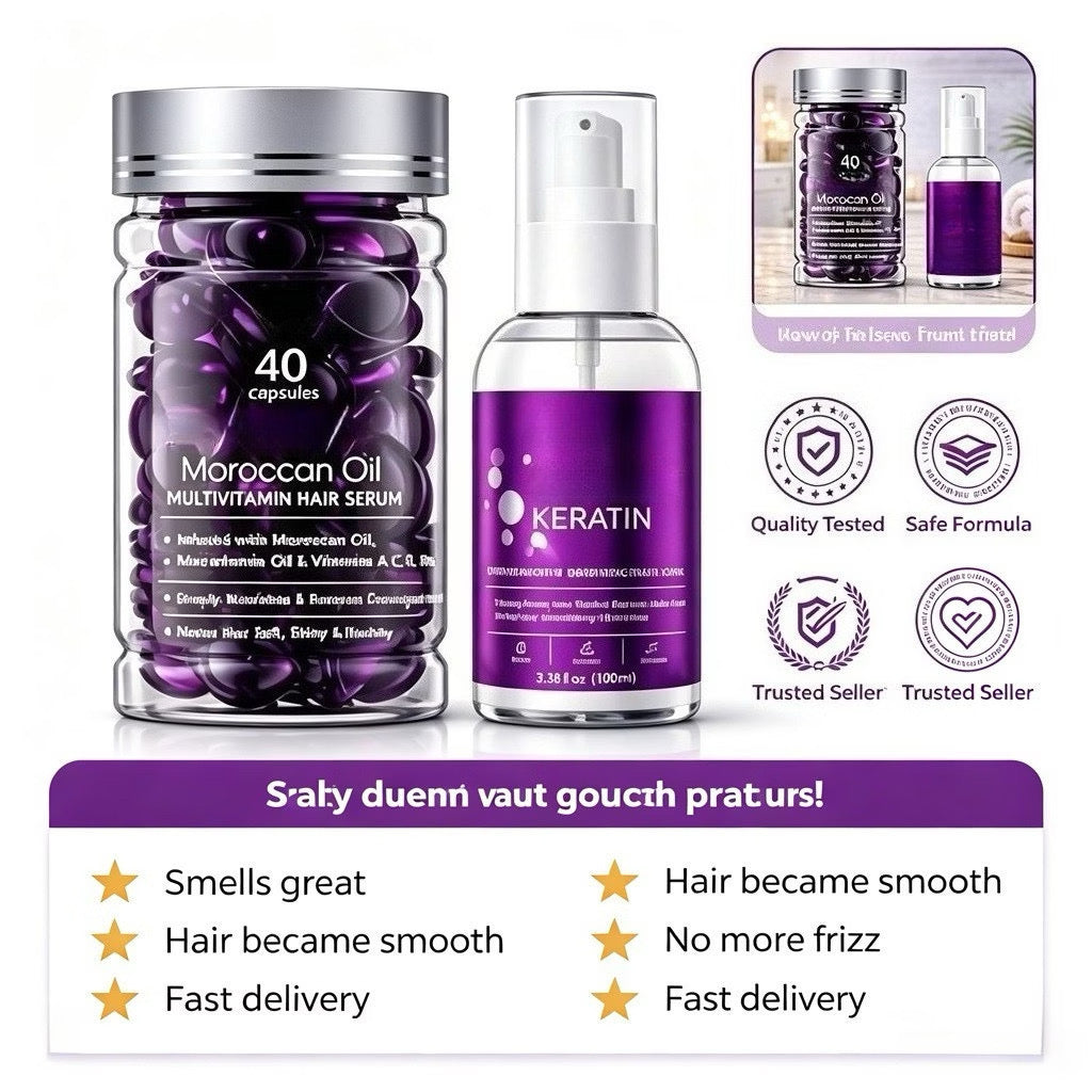 Kormesic Botox Keratin Hair Capsules  + Moroccan Oil Hair Serum Set