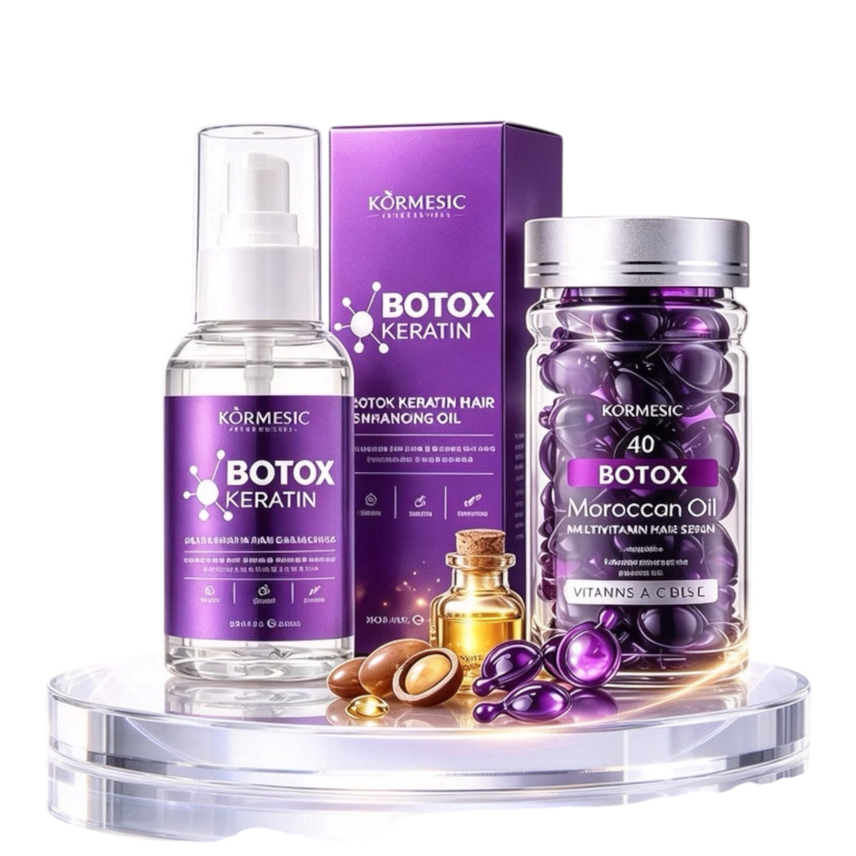 Kormesic Botox Keratin Hair Capsules  + Moroccan Oil Hair Serum Set